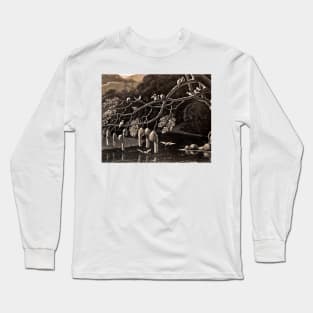 Night birds in the dark forest Long Sleeve T-Shirt